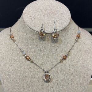 Magnolia Champagne Turned Round Sterling silver and rhinestone set